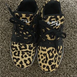 Leopard Print Sneakers with Black Accents-APL size 8 only wore inside the gym 2x